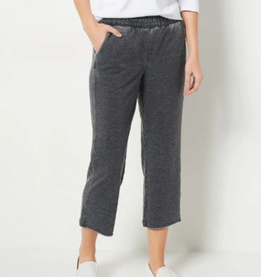 AnyBody Beach Wash French Terry Solid Cropped Pant Gray 3X NWT